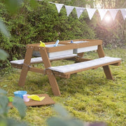 Set di Sedia per Bambini per Esterno con Bancarella in Legno di Faggio