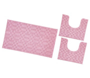 Tappeto Bagno 3D Morbido Assorbente Antiscivolo Lavabile Scendiletto Camera Set 3 Pezzi Rosa