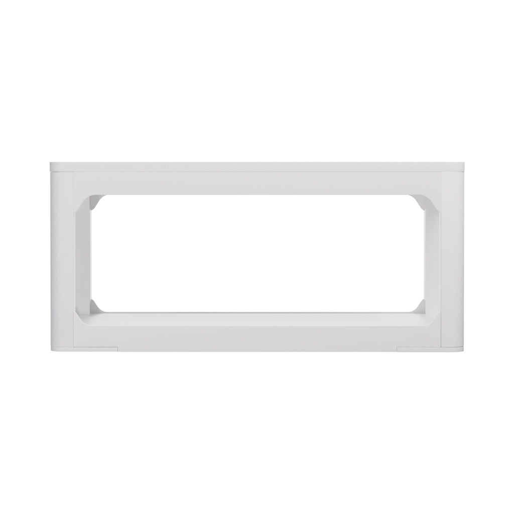 Tavolino da caffè con 2 ripiani portaoggetti; design moderno minimalista; in MDF; bianco; per soggiorno