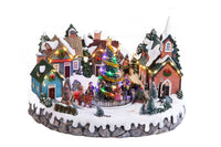 Villaggio Natalizio Piazza Albero Luci Musica e Movimento 36 cm in Resina