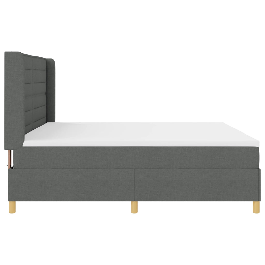 Letto con Rete a Molle e Materasso & LED Grigio Scuro 200x200 cm in Tessuto