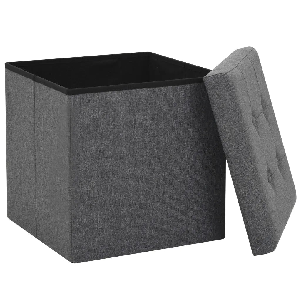 Sgabello Pieghevole con Contenitore Grigio Scuro in Simil Linocod mxl 70546