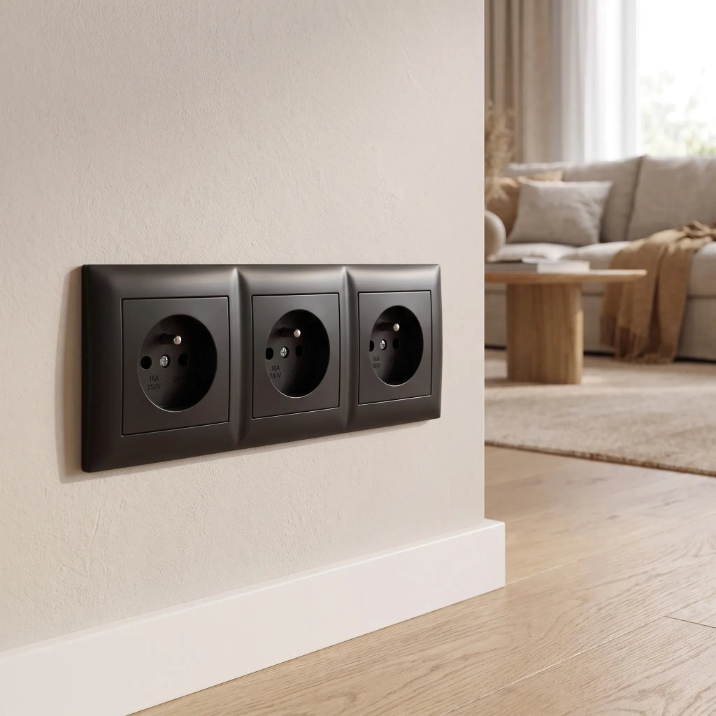 Placca Tripla Per Prese Oste Jnh015-3f Black