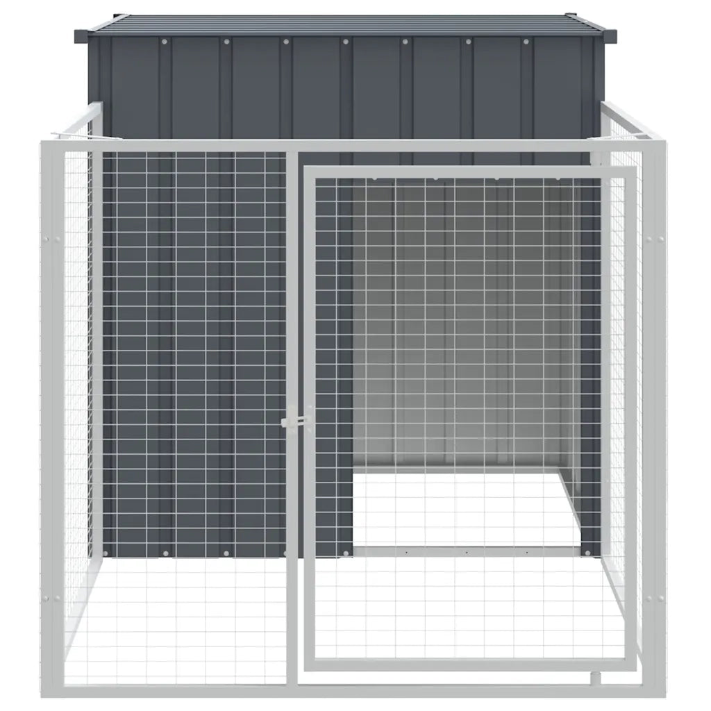 Casetta Cani con Corsa Antracite 110x201x110 cm Acciaio Zincato 172357