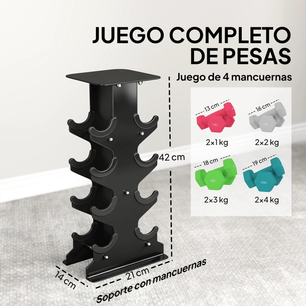 Set manubri con supporto ¨C zephmum ¨C 1kg 2kg 3kg 4kg multicolore