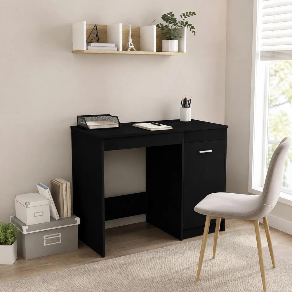 Desk Black 100x50x76 Cm Wood Material