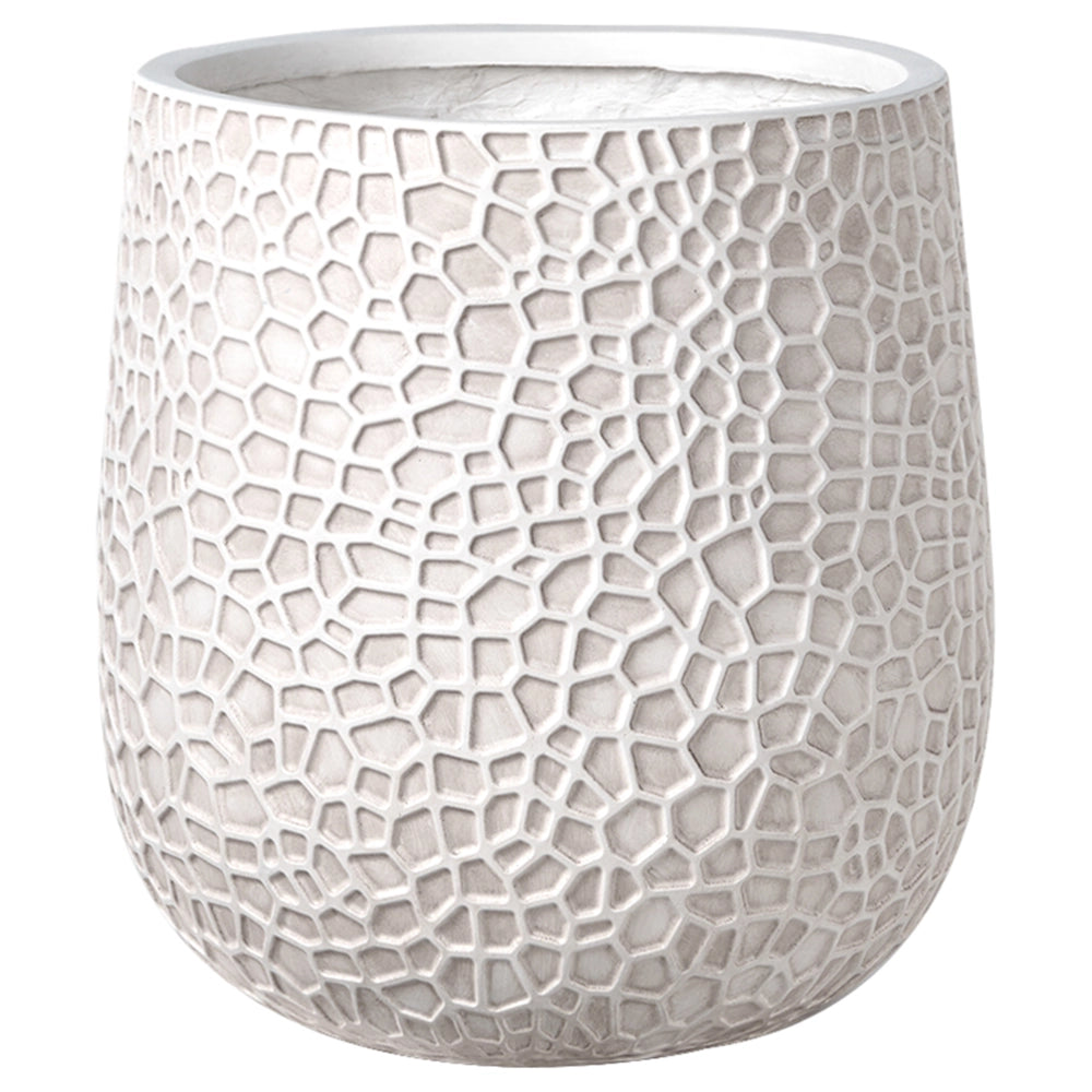Vaso da fiori beige chiaro Fioriera in fibra di argilla per uso interno ed esterno Rotonda 41 x 41 x 43 cm Decorativa Design moderno Soggiorno Giardino