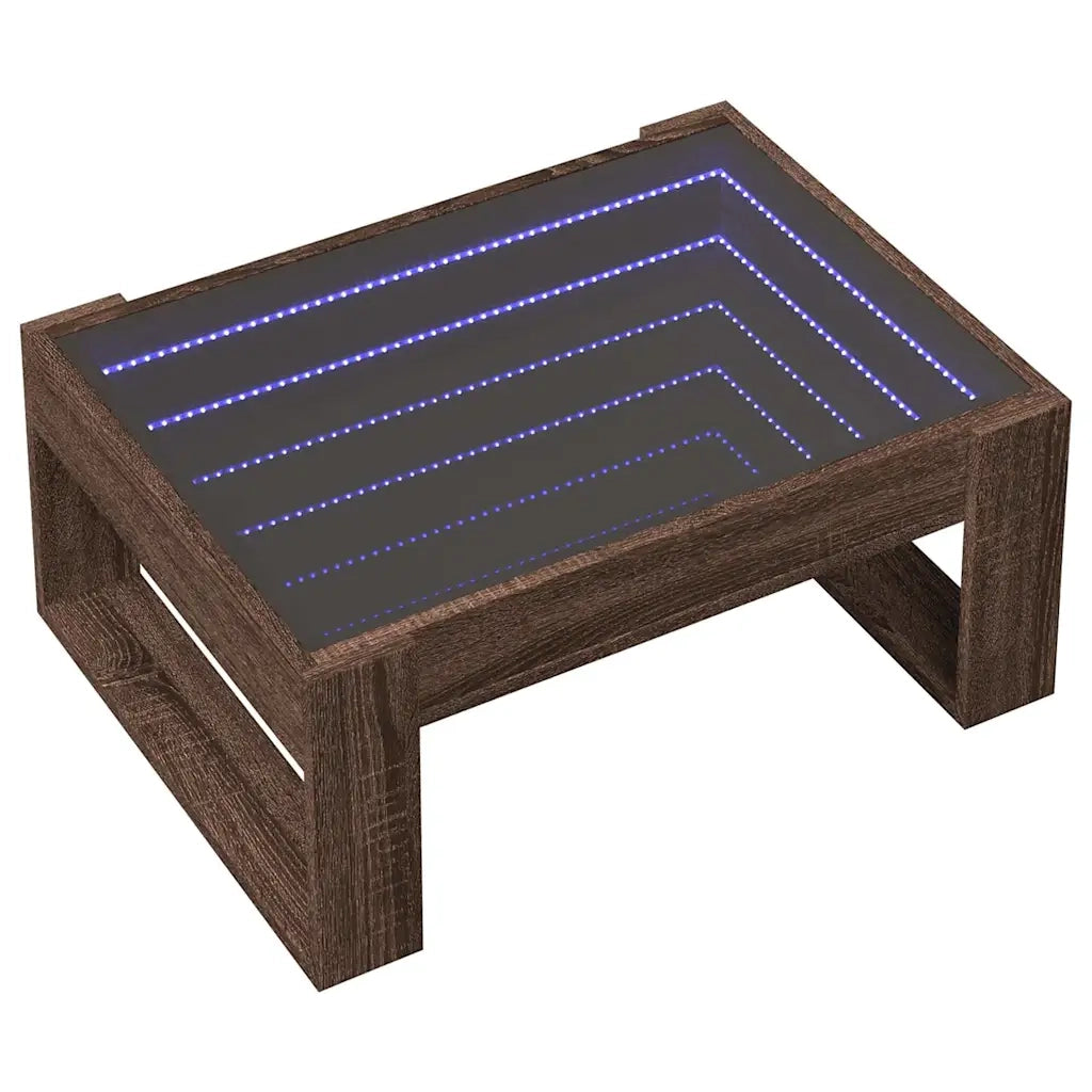 Tavolino da salotto | Tavolino da caff¨¨ | Tavolino da Soggiorno con LED Infinity Rovere Marrone 70x53x30 cm