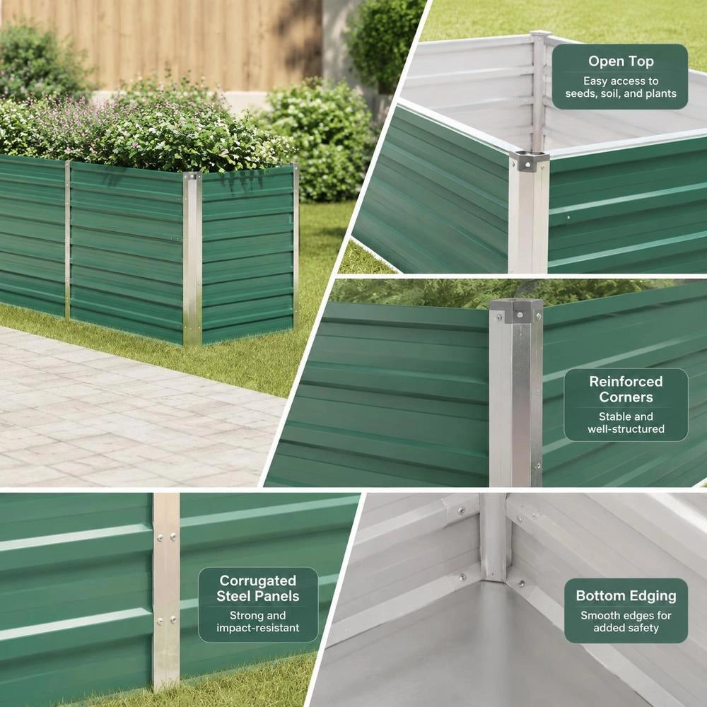Garden Raised Bed Galvanized Steel 320x80x77 Cm Green