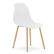 Sedia scandinava WAT bianca con gambe effetto legno