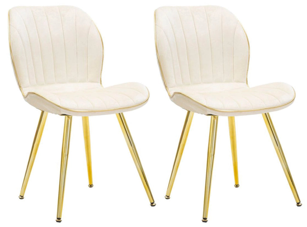 Set 2 Sedie Paris Space Crema e Oro 46x58x77 cm in Legno e Ferro