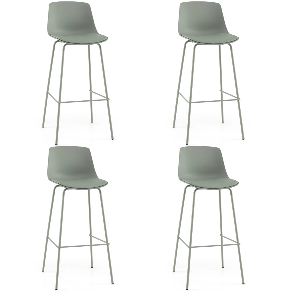 Sgabello bar 4 pz ecopelle schienale imbottito morbido poggiapiedi, Sgabello metallo gambe moderno isola cucina sala pranzo