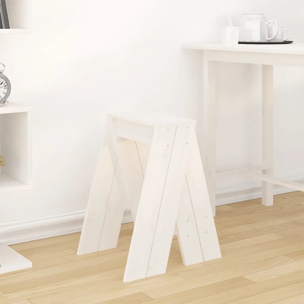 Sgabelli 2 pz Bianchi 40x40x60 cm in Legno Massello di Pino cod mxl 50314