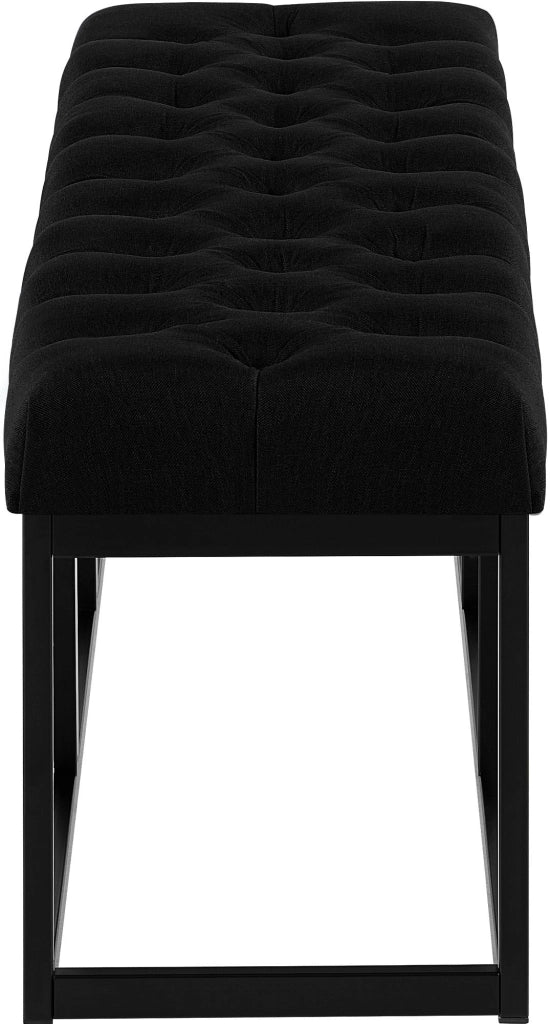 Panca design AMUN in metallo nero opaco e tessuto nero,150 cm