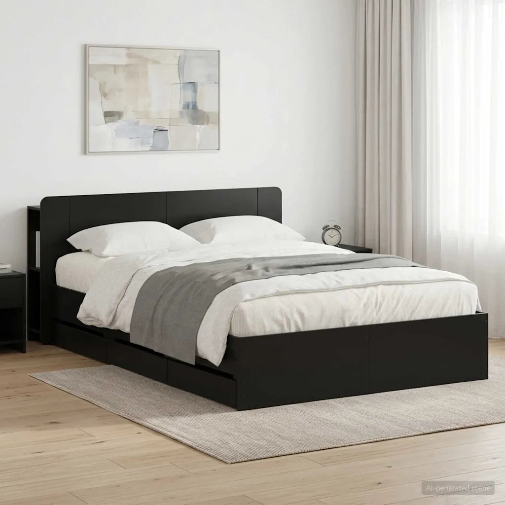 Telaio del letto con storage con testiera Nero 150 x 200 cm 3433967