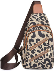 Borsa a Tracolla Piccola con Tasche Laterali in Pelle PU e Tessuto Water-Resistente