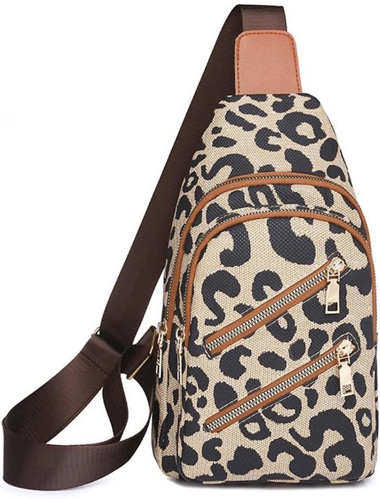 Borsa a Tracolla Piccola con Tasche Laterali in Pelle PU e Tessuto Water-Resistente