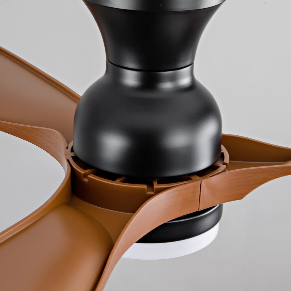 Ventilatore da soffitto con luce 42 pollici; 3 pale in ABS; motore DC; noce e nero