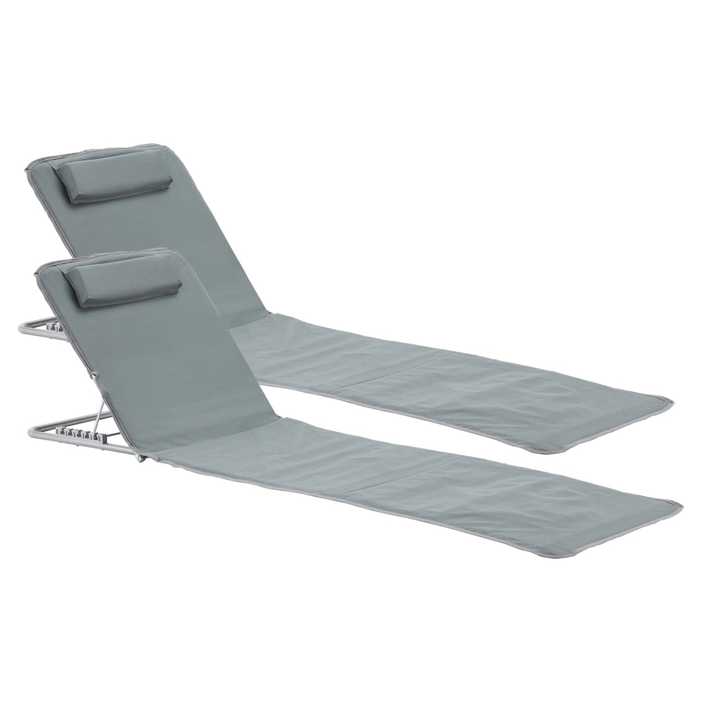 Set di 2 materassini da spiaggia con schienale reclinabile 160 x 49 cm grigio scuro 03_0009729