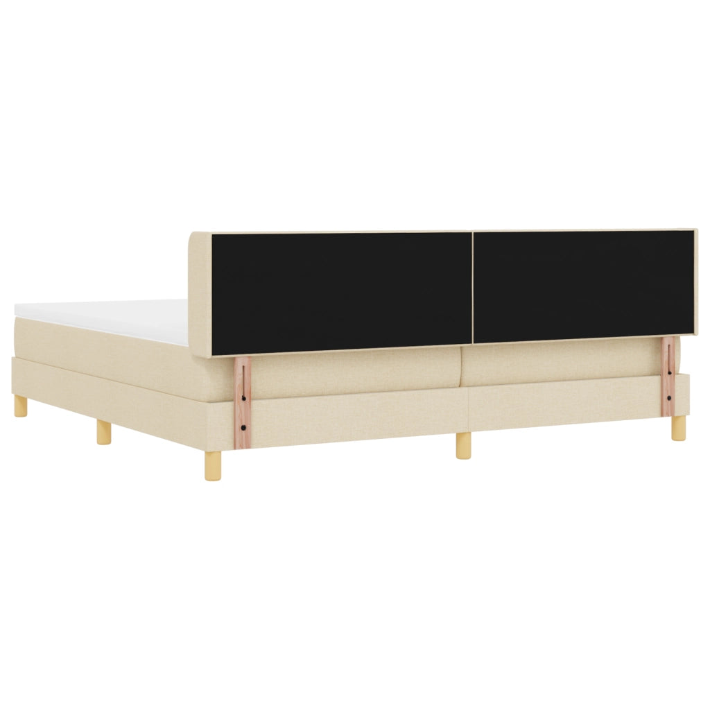 Letto box spring e materasso crema 200x200 cm in tessuto
