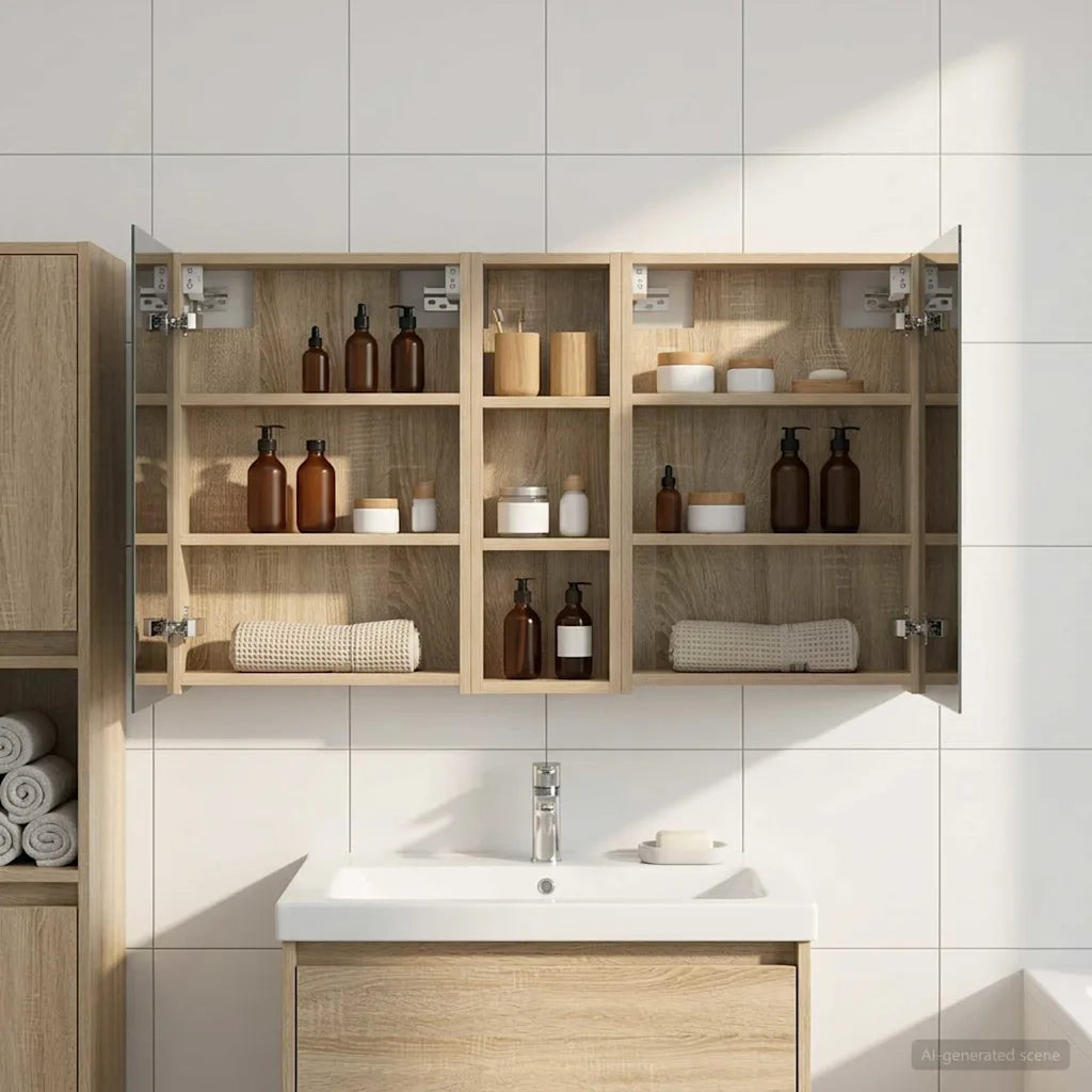 Set di Armadi da Bagno con porta 3 pcs 100 x 10,5 x 60,5 cm 3403698