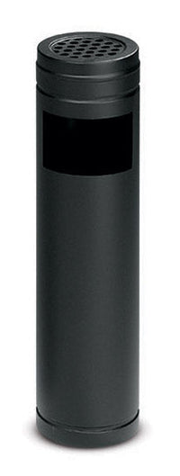 Pattumiera Gettacarte Ø14xh58 cm con Posacenere In Acciaio Verniciato Nero