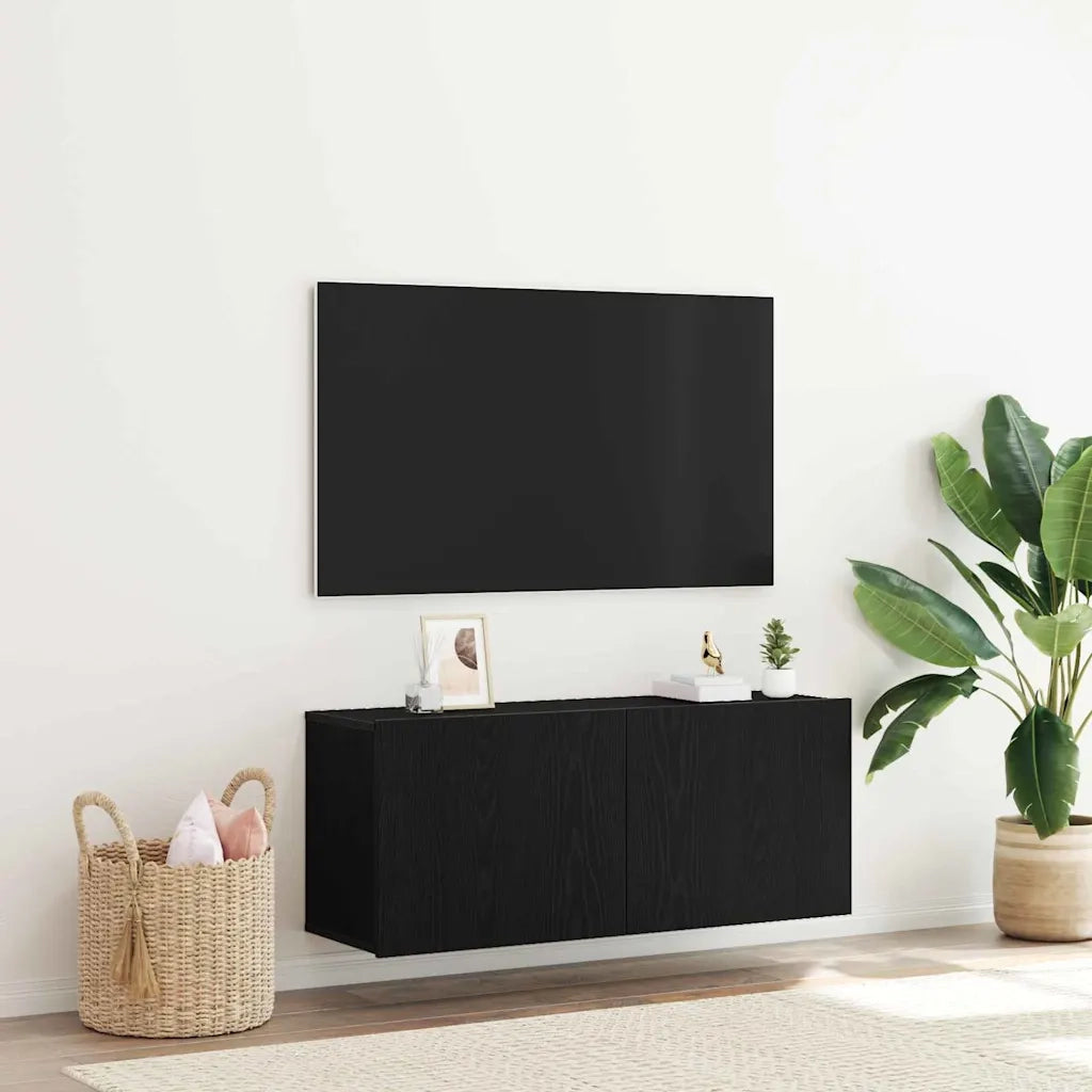 Set mobile TV Rovere Nero 100 x 30 x 41 cm Legno multistrato 863084