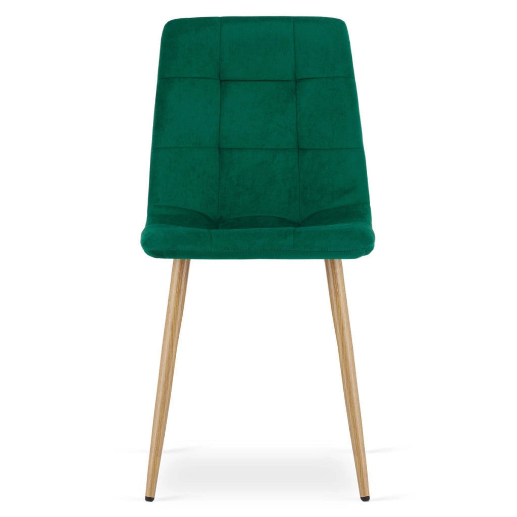 Set di 2 sedie Kara in velluto verde scuro con gambe effetto legno