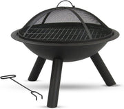 Pavimento per fuochi esterni con griglia - Ø 56 cm - Fornello esterno - Fornello da giardino - Nero