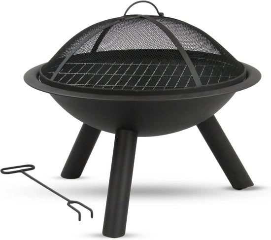 Pavimento per fuochi esterni con griglia - Ø 56 cm - Fornello esterno - Fornello da giardino - Nero