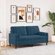 Divano a 2 Posti con Cuscini-Sofa 2 Posti con Cuscini Blu 140 cm in Velluto 351546