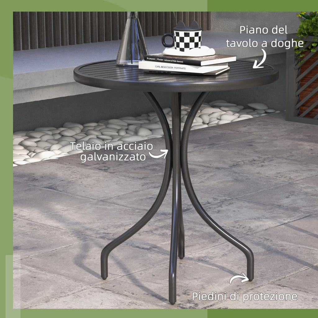 Tavolo da Giardino Rotondo in Acciaio ¨C zephmum ¨C Nero, ?66x71.5cm