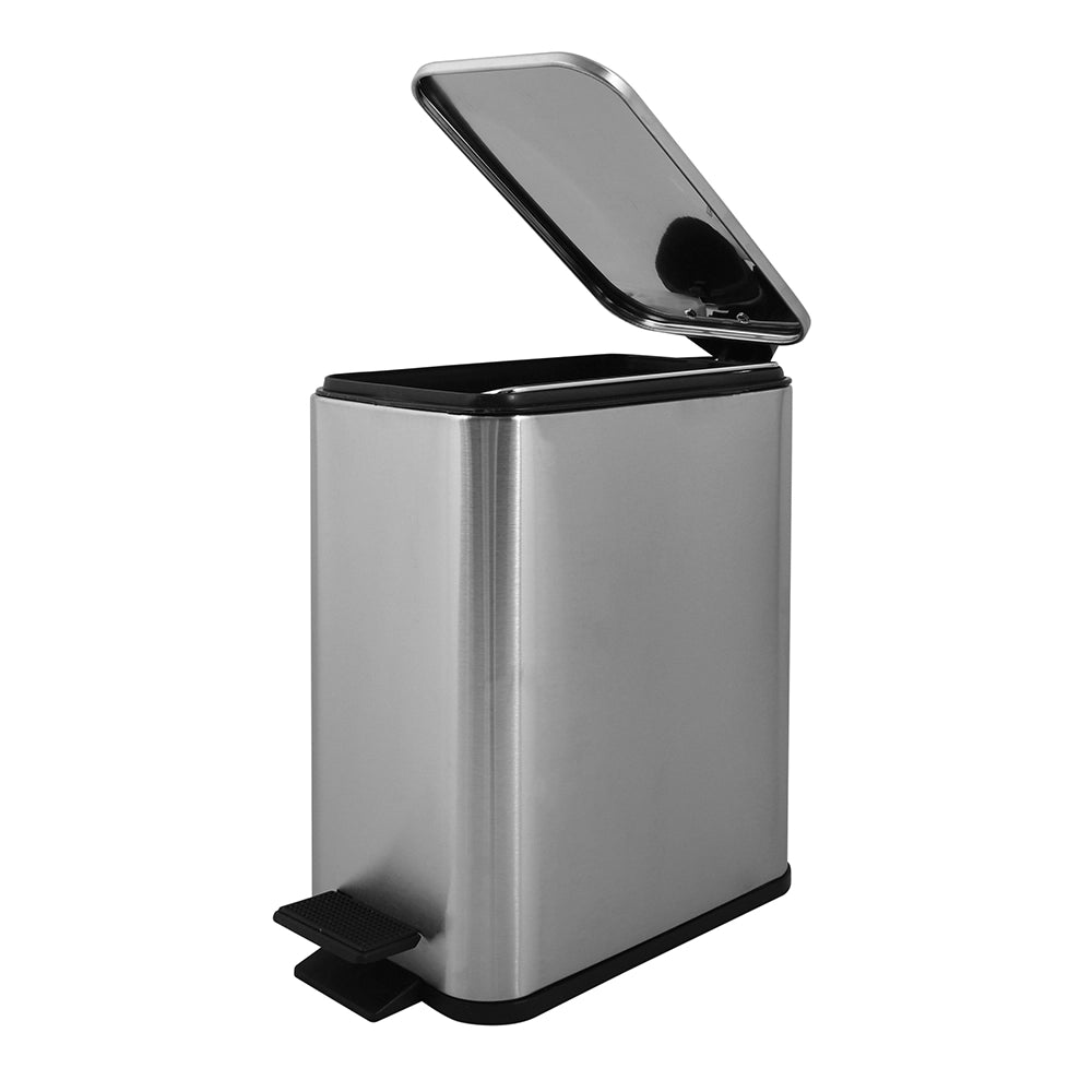 Pattumiera bagno 5 Lt in acciaio spazzolato con apertura a pedale Rexa