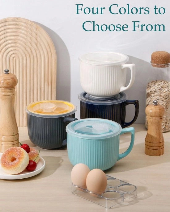 Bowl per noodles istantanei, 900 ml, Bowl per ramen con coperchio, pentola per zuppe con coperchio