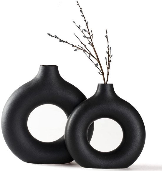 Vaso per pampas, vasata creativa, decorazione moderna per la casa, vaso artigianale, ceramica nera opaca, fiori essiccati, artigianato, decorazioni per ufficio, decorazione per la casa, set di vasi