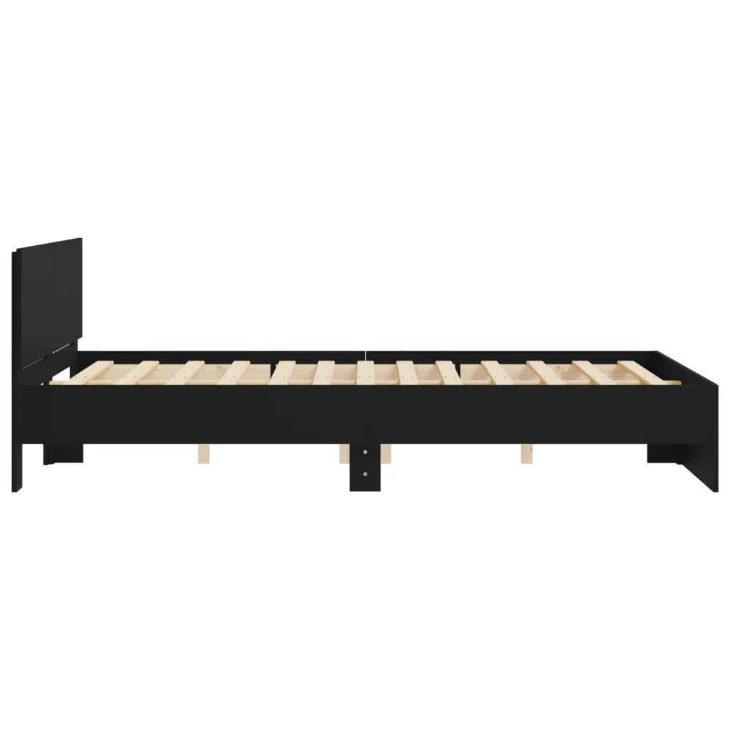 Giroletto con Testiera-Struttura Letto con testiera Nero 140x190 cm