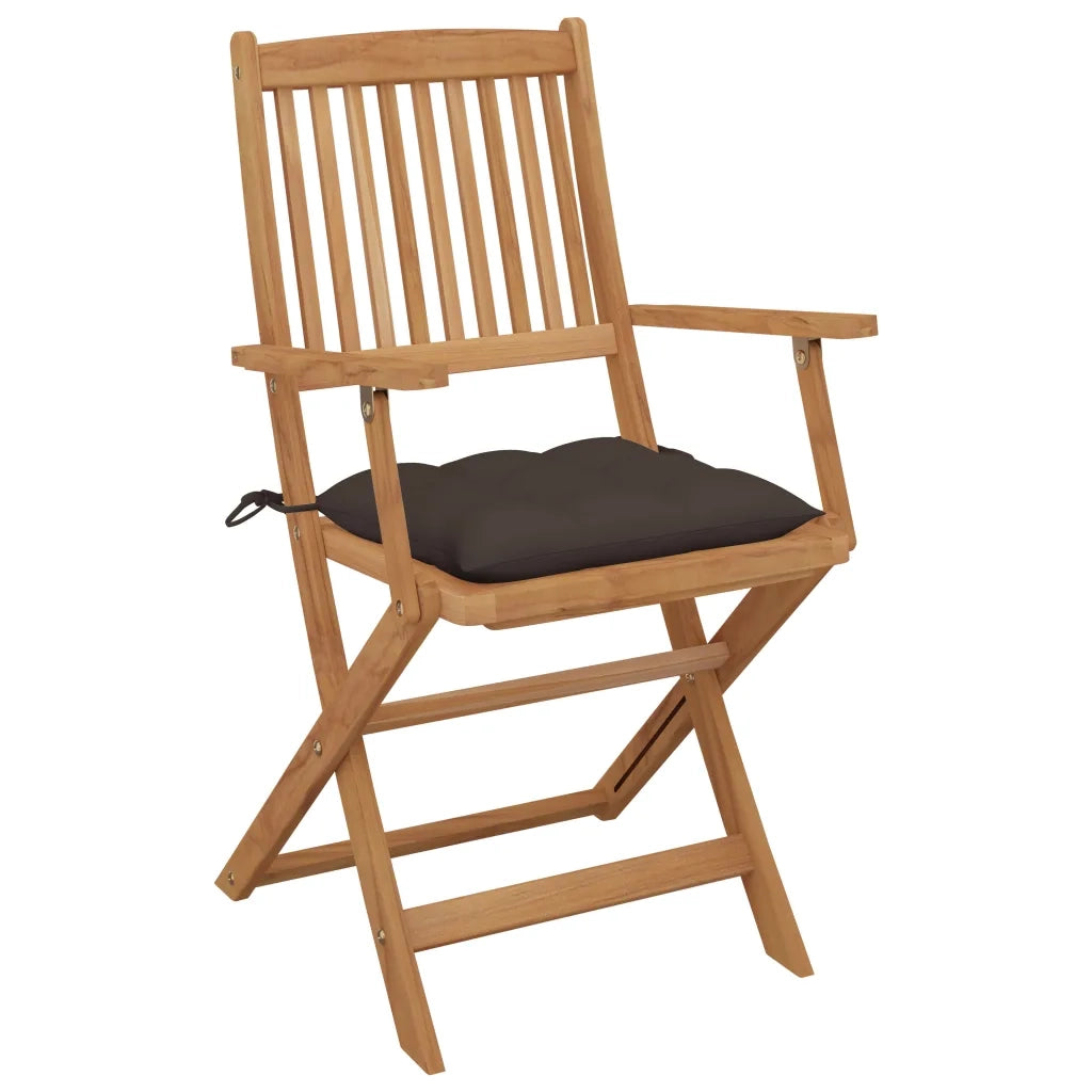 Sedie da Giardino Pieghevoli 6 pz con Cuscini Massello Acacia 3074963