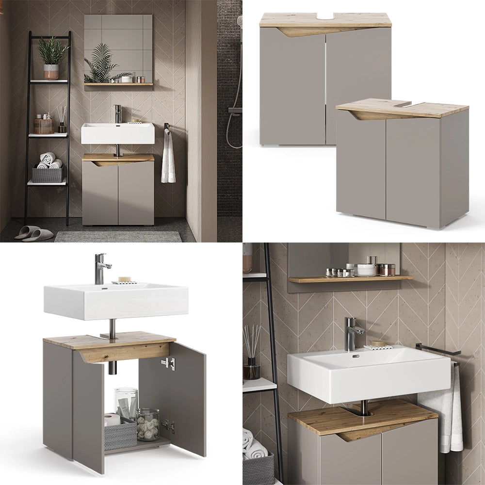 Vicco Mobile sottolavabo per bagno Grigio 60 x 57.5 cm con 2 porte