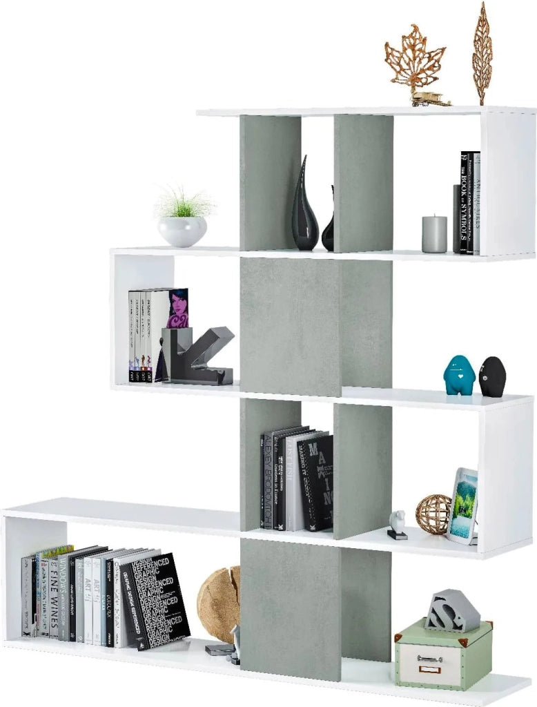 Libreria zig-zag 145x145x29 cemento bianco