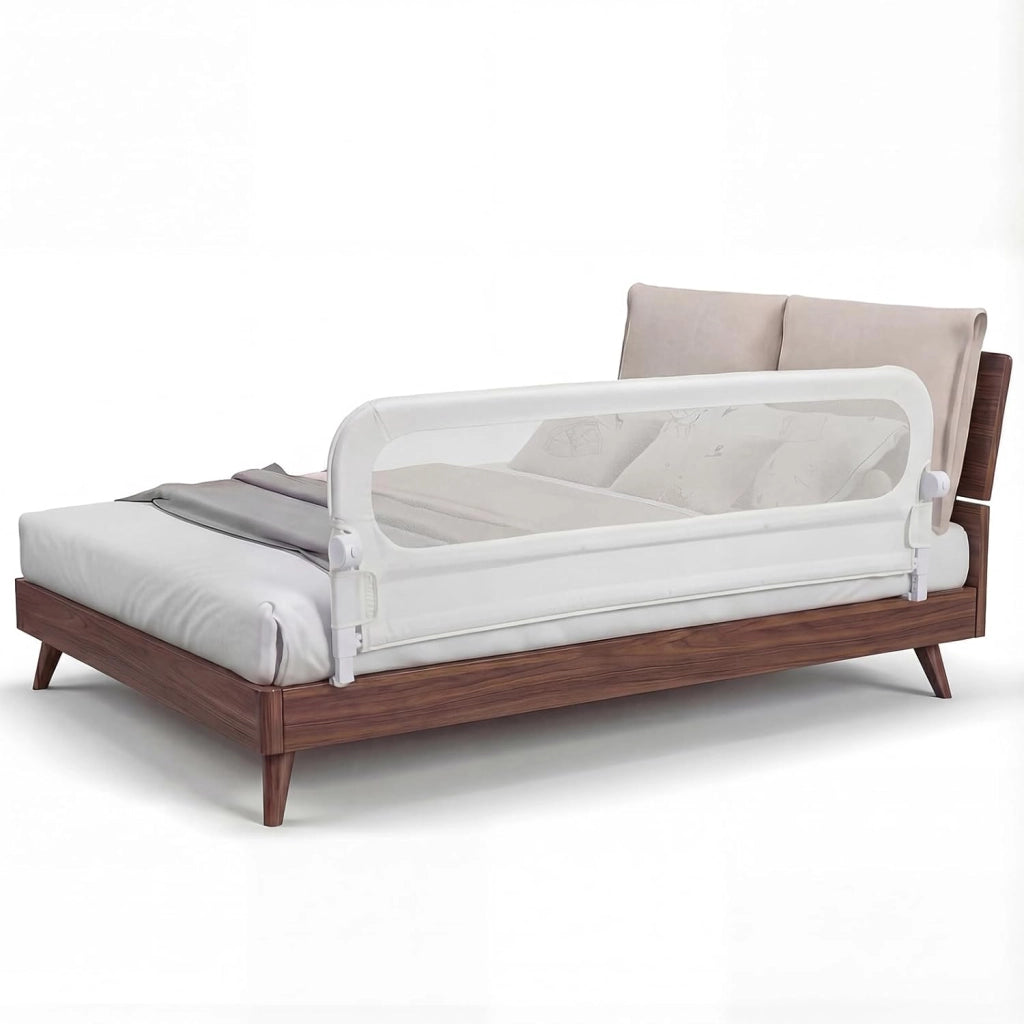 Sponda Letto per Bambini 80/120/150/180 cm, Barriera di Sicurezza per Neonati, Altezza Regolabile a 3 Livelli, Barriera Letto Pieghevole, con Cinghia di Sicurezza (80 cm,Grigio)