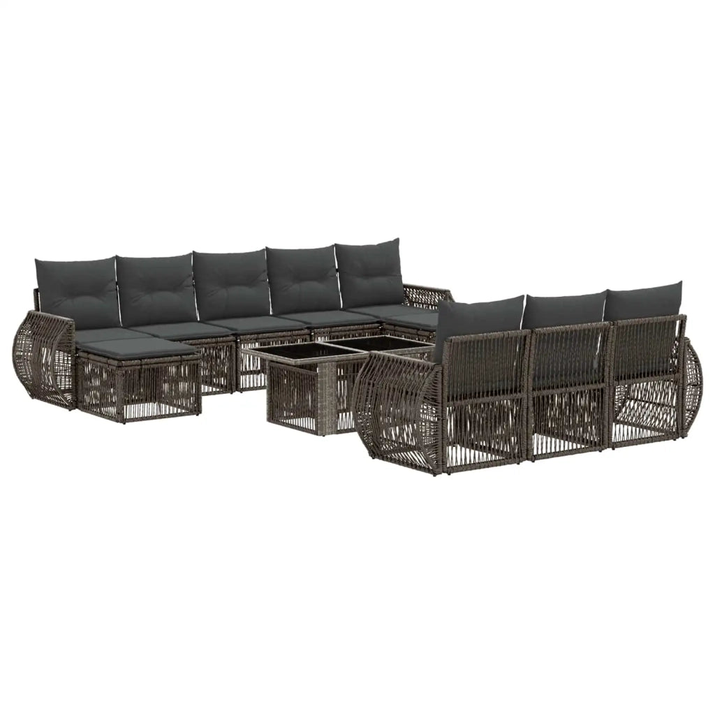Set Divano da Giardino 11 pz Grigio e Grigio Scuro polyrattan 3437006