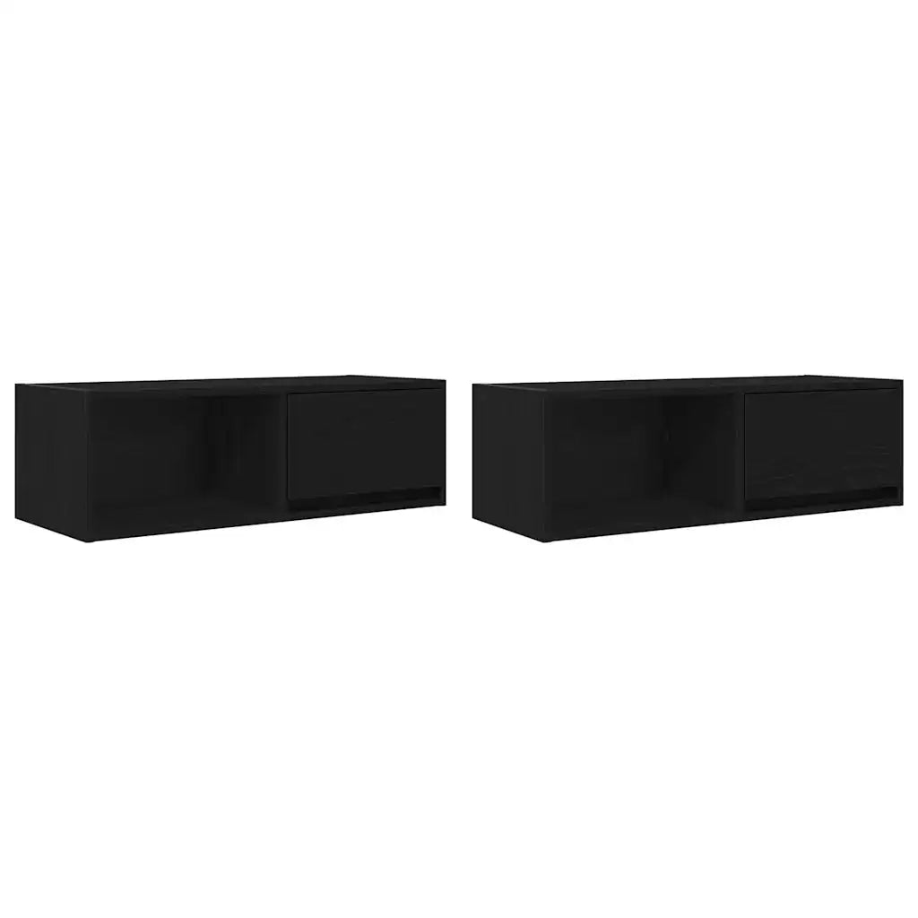 Mobili TV 2 pz Rovere Nero 80x31x25,5 cm in Legno Multistrato 861457