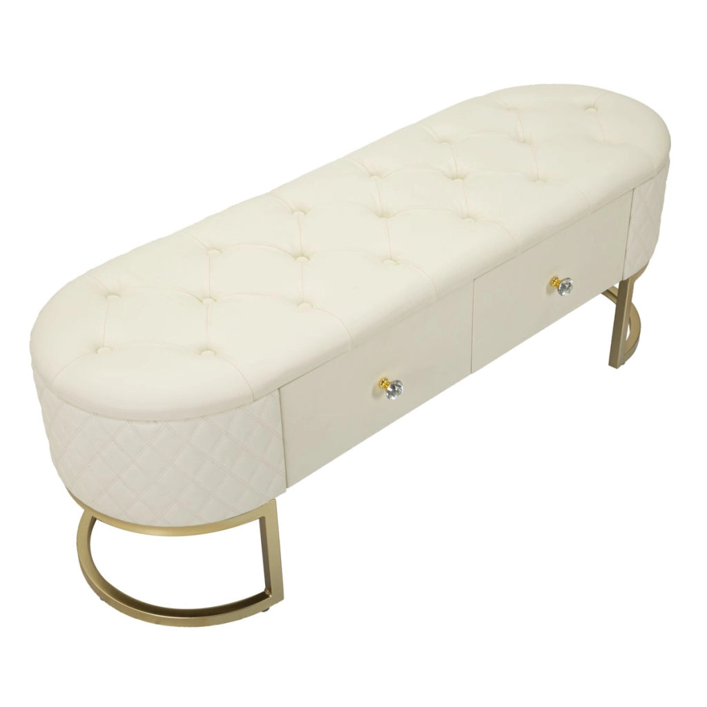 Panca con Portaoggetti VKH302, Bianco, Legno, 120x40x43 cm