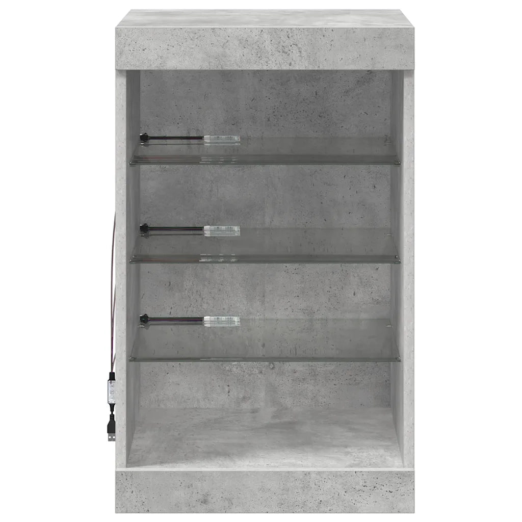 Credenza | Madia | Buffet da pranzo | Armadio da pranzo con Luci LED Grigio Cemento 41x37x67 cm