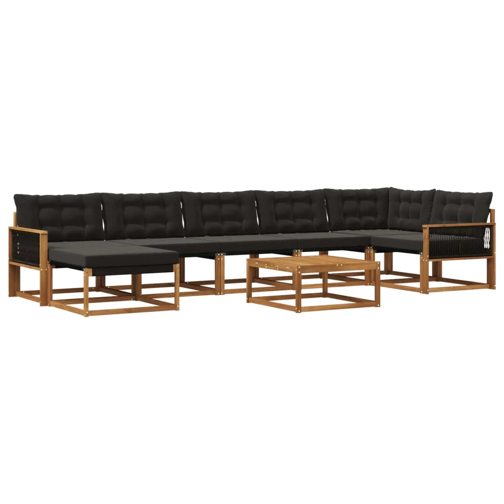 Set di divani da esterno con cuscino 8 pcs Naturale e Nero 3381584