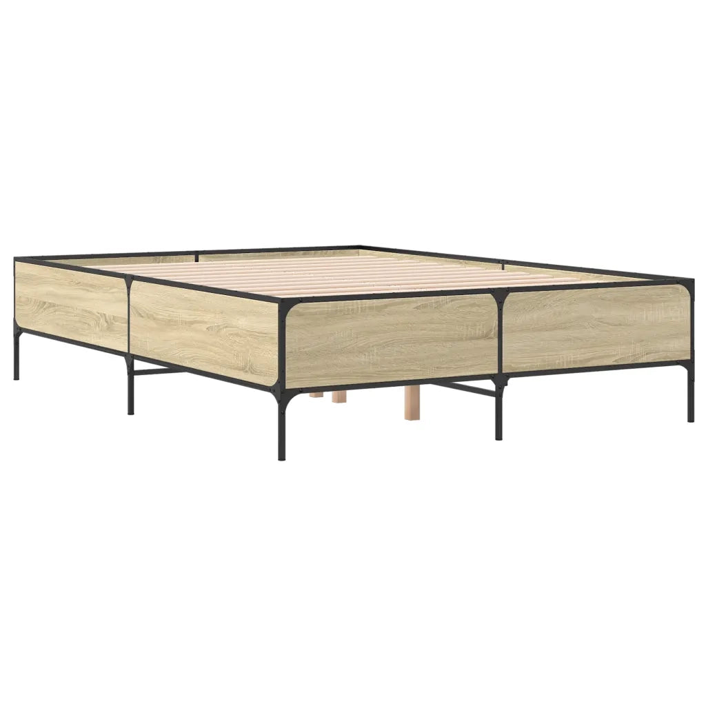 Giroletto-Struttura Letto Rovere Sonoma 140x200 cm in Legno Multistrato Metallo 162265