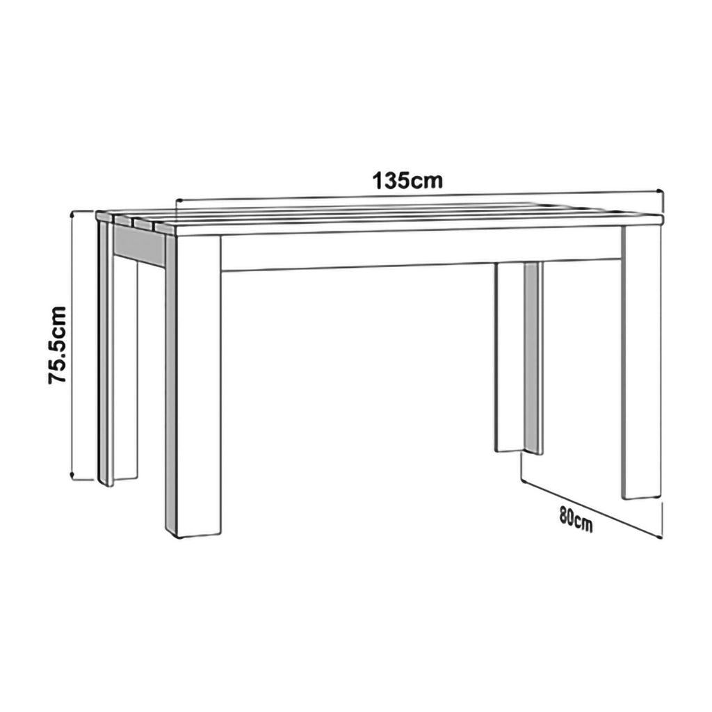 Sort, Tavolo Fisso 6 Posti, 135x80x76h cm Bianco Opaco