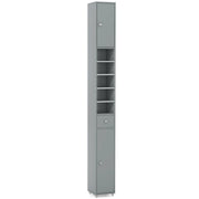 Mobile colonna da bagno con 2 ante 1 cassetto e 5 ripiani regolabili-Colonna bagno da terra salvaspazio Grigio