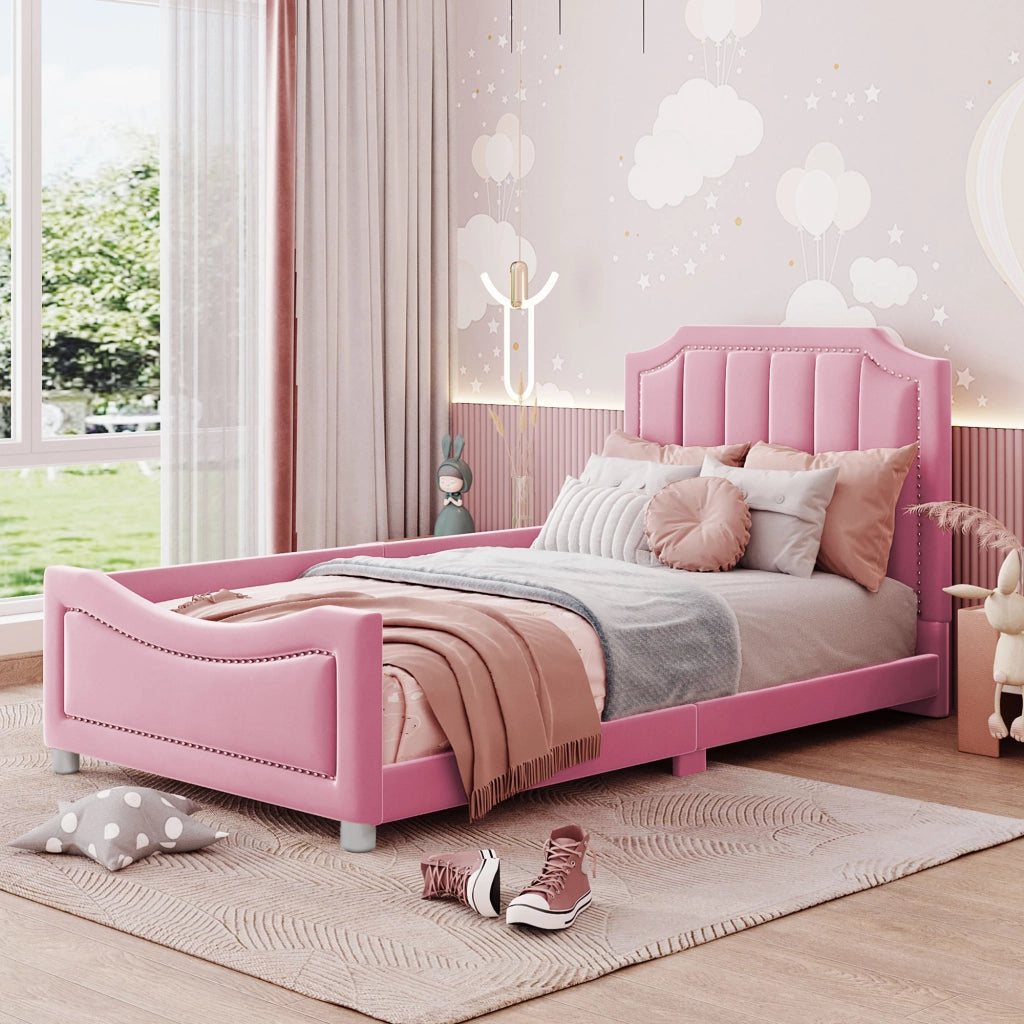 Letto per bambini con schienale in legno massello 90x200 cm