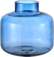 Vaso corto di vetro, vaso blu per fiori, vasi di fiori corti per tulipani, vasi di vetro rotondi per compleanni, matrimoni, inaugurazioni, anniversari, fidanzamenti, 15 cm